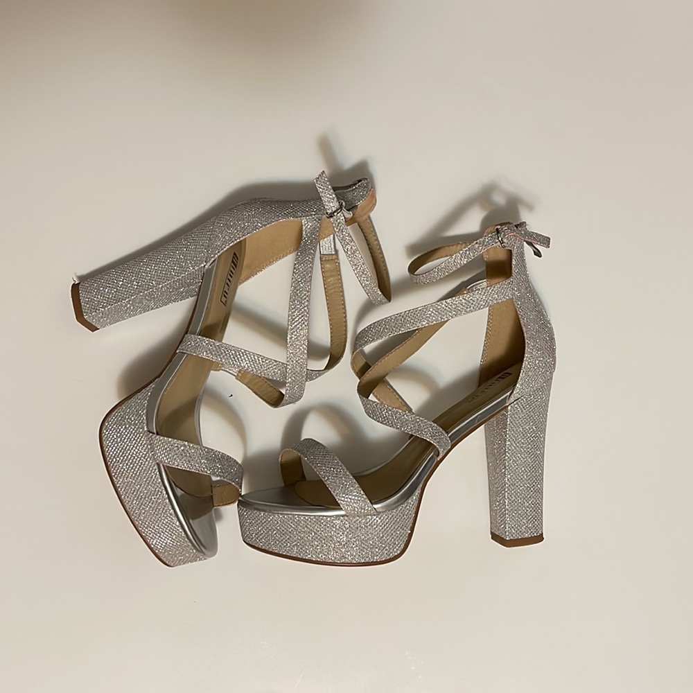 Silver platform heels